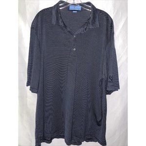 Fairway & Greene Pureformance  Polo XL Black White Striped Golf Shirt
